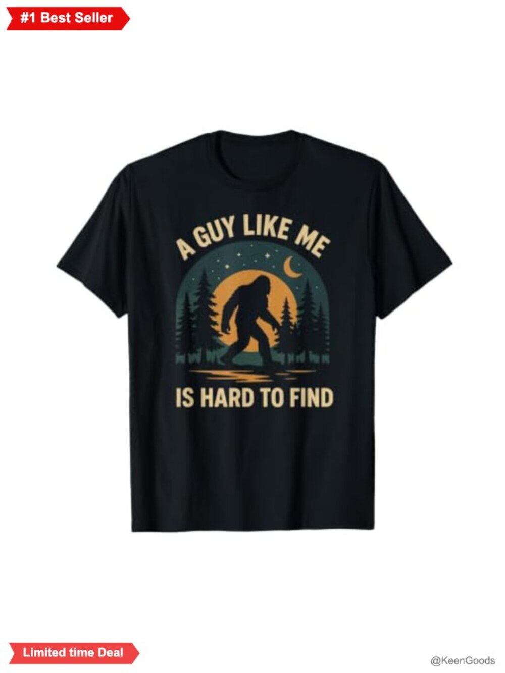 Funny Bigfoot Retro Sasquatch Graphic Tee Men's Novelty T-Shirt